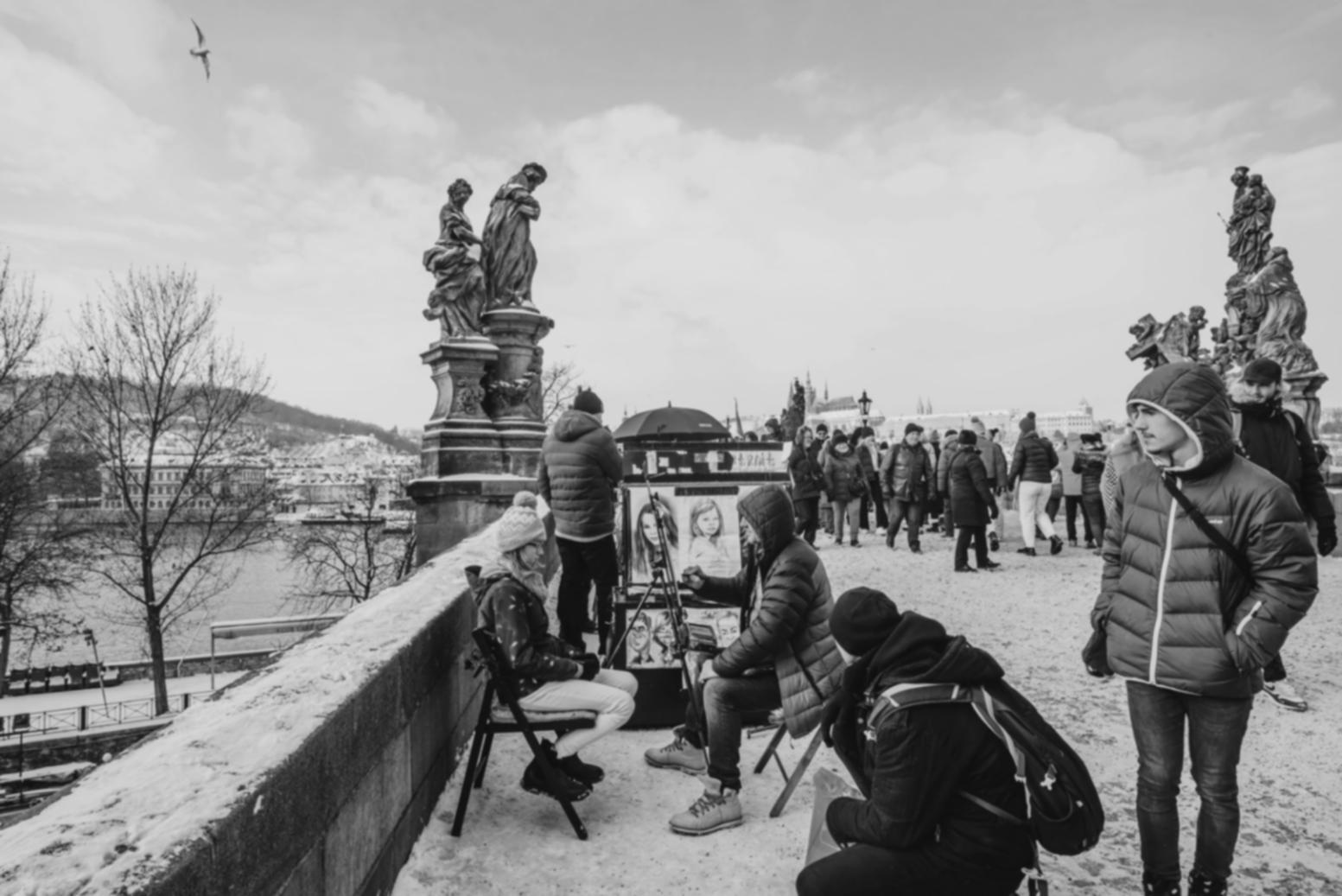 Students practicing perspective drawing techniques